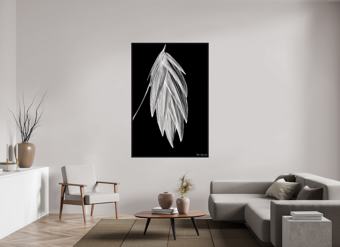 44 x 66″, Floater Frame Black Oak Tenebrous Sea Oat