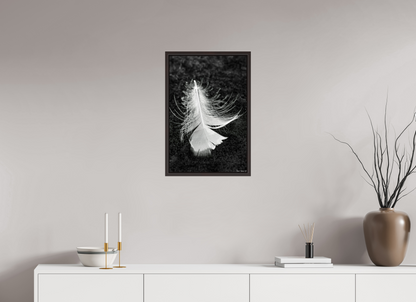 16 x 24″, Floater Frame Alder Brown Feather On Ice