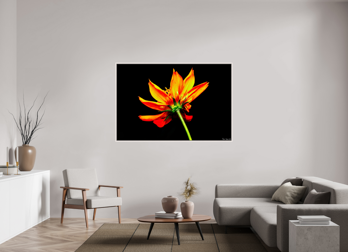 66 x 44″, Floater Frame Maple White Soaring Phoenix