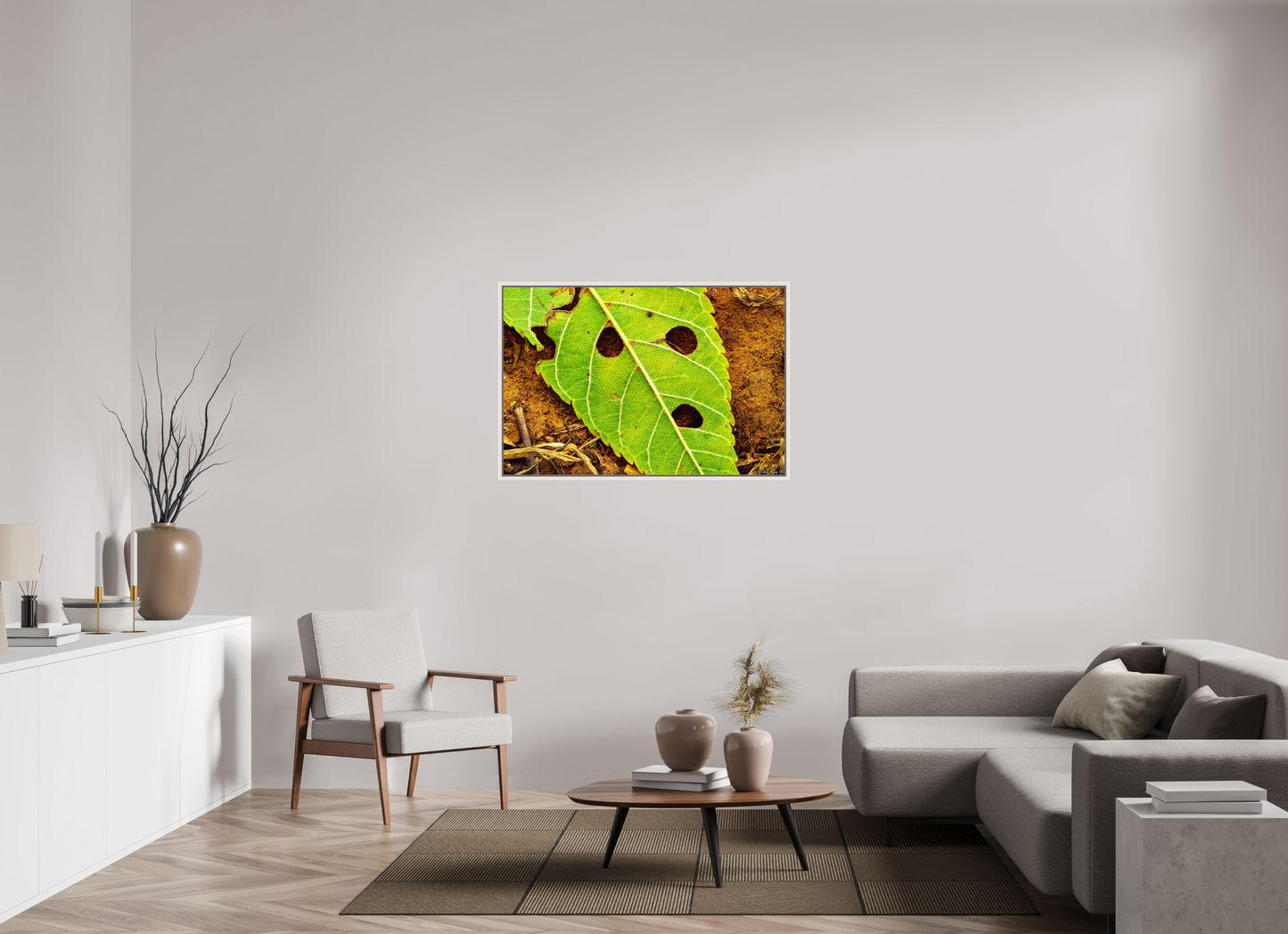 45 x 30″, Floater Frame Maple White Flabbergasted