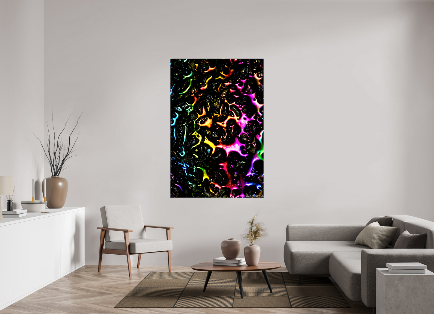 44 x 66″, Glossy Canvas Petroleum Rainbow