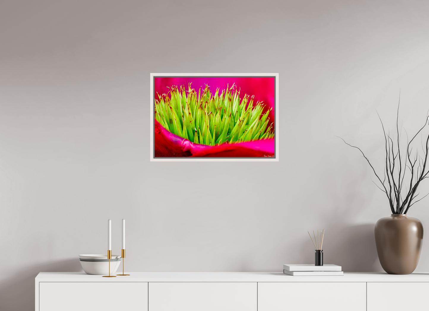 24 x 16″, Floater Frame Maple White Spiked