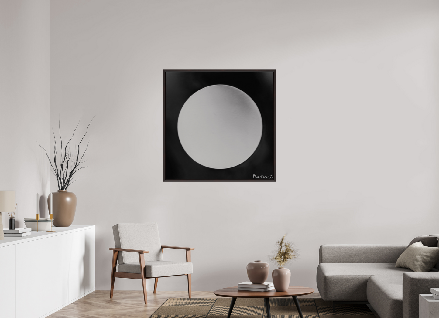 40 x 40″, Floater Frame Alder Brown Lycan’s Moon