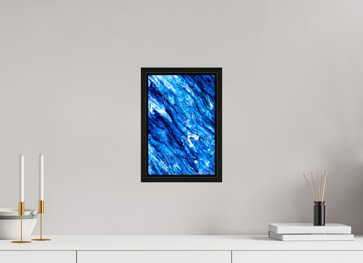 8 x 12″, Floater Frame Black Oak Tilted Waves