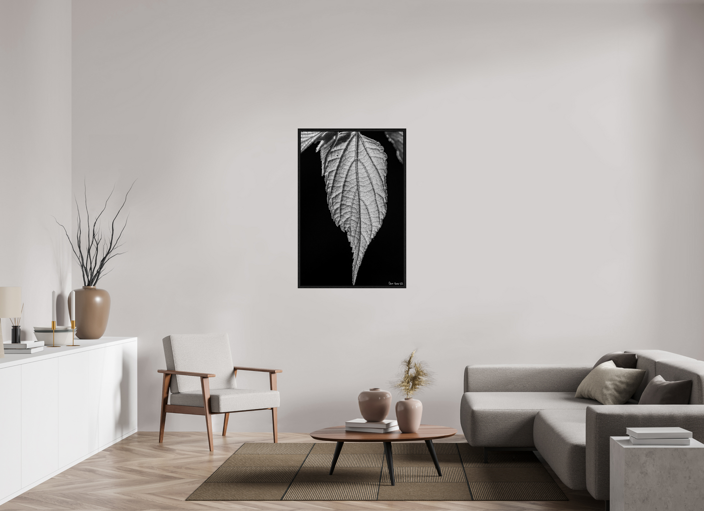 30 x 45″, Floater Frame Black Oak Reticulate Venation