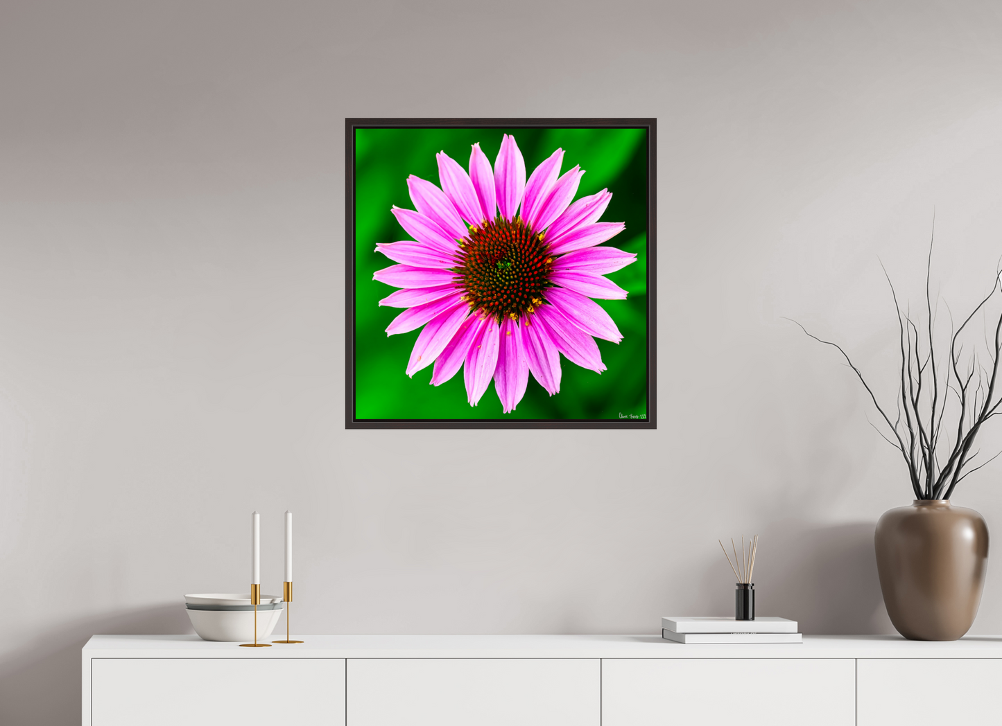 25 x 25″, Floater Frame Alder Brown Icosidigon
