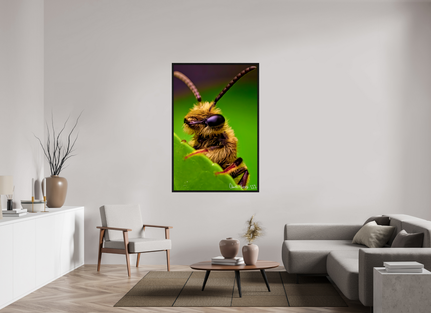40 x 60″, Floater Frame Black Oak The Cutest Bee