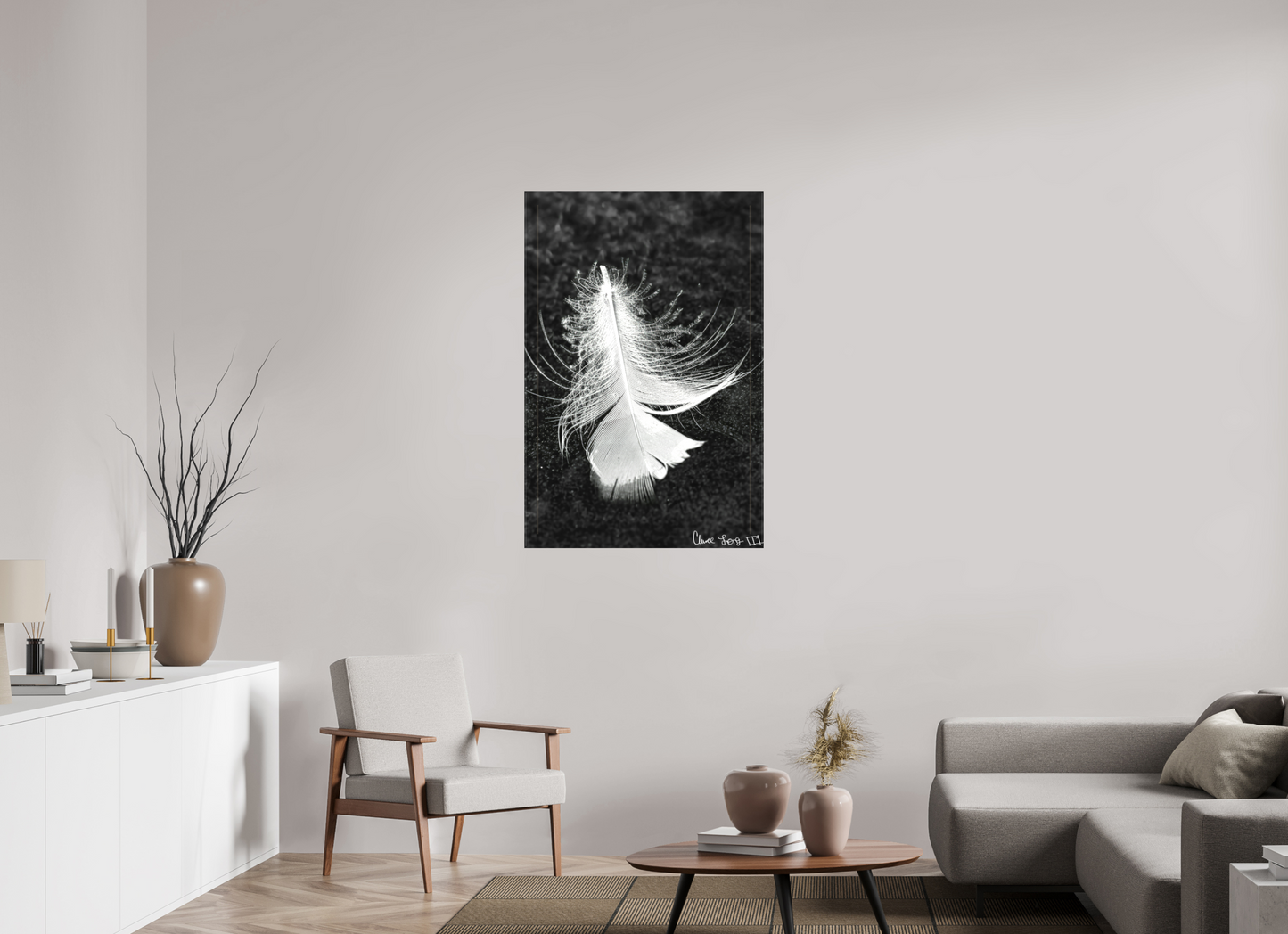 30 x 45″, Matte Canvas Feather On Ice