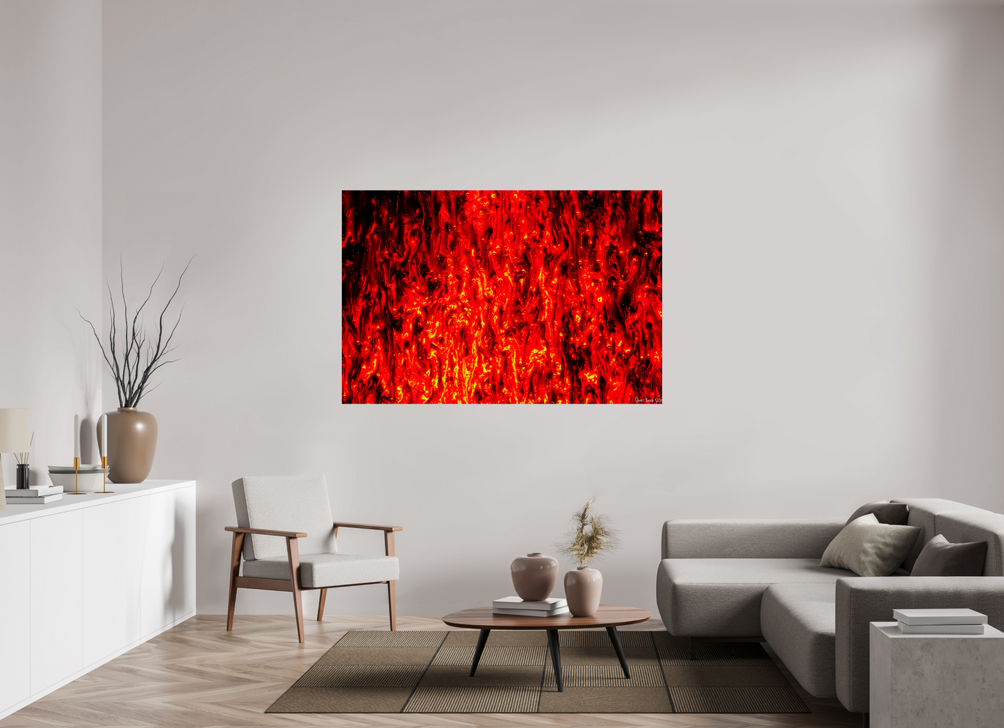 66 x 44″, Glossy Metal Inferno