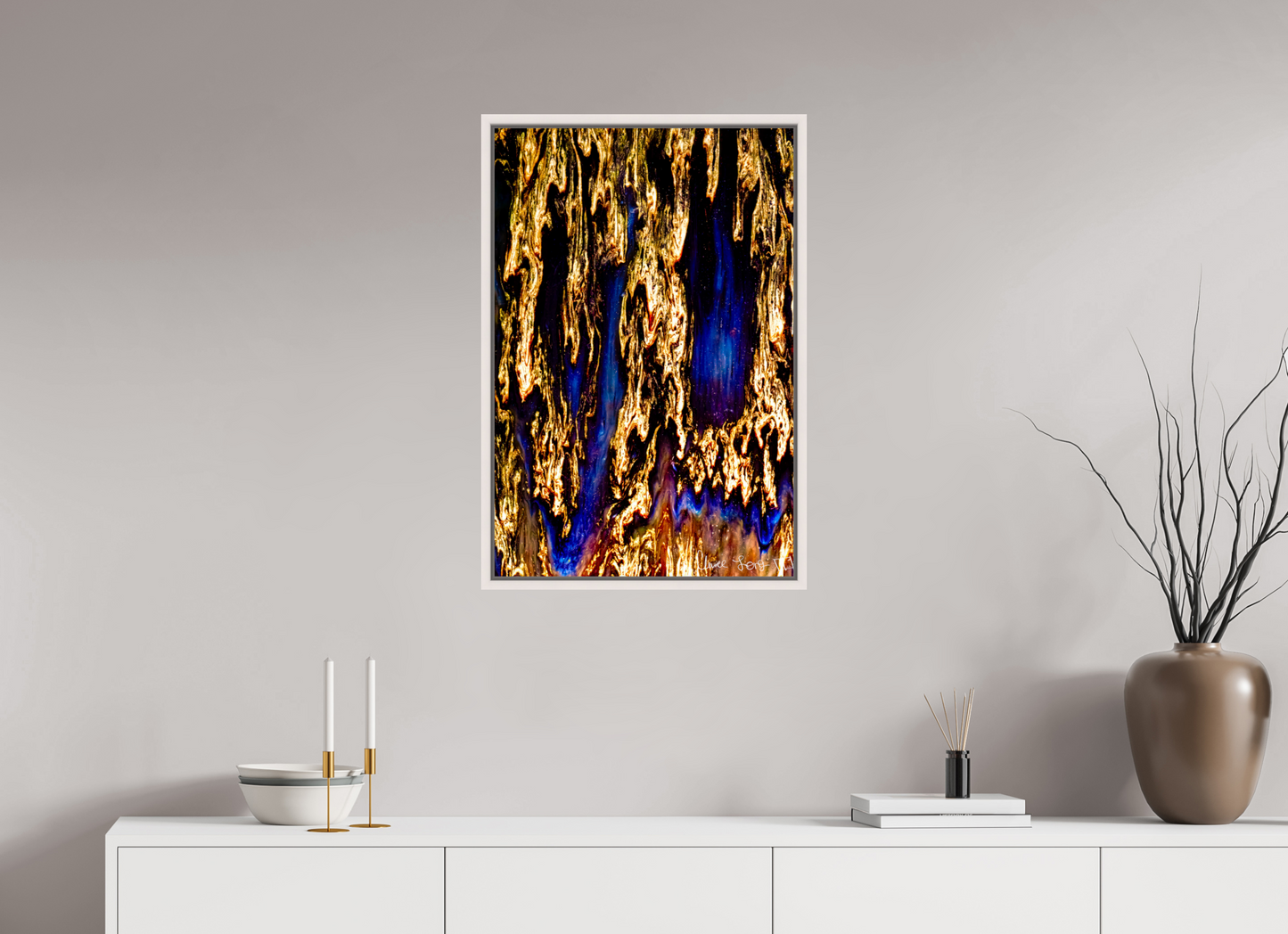 20 x 30″, Floater Frame Maple White Gilded Torrent