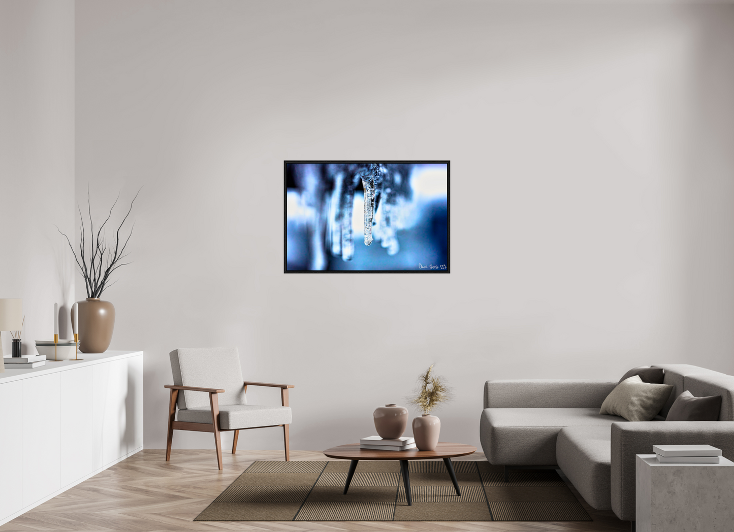 45 x 30″, Floater Frame Black Oak Sickle of Boreas