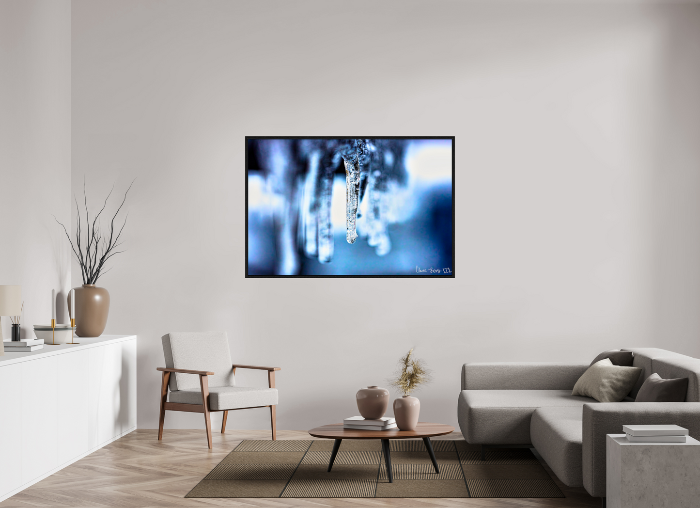 60 x 40″, Floater Frame Black Oak Sickle of Boreas