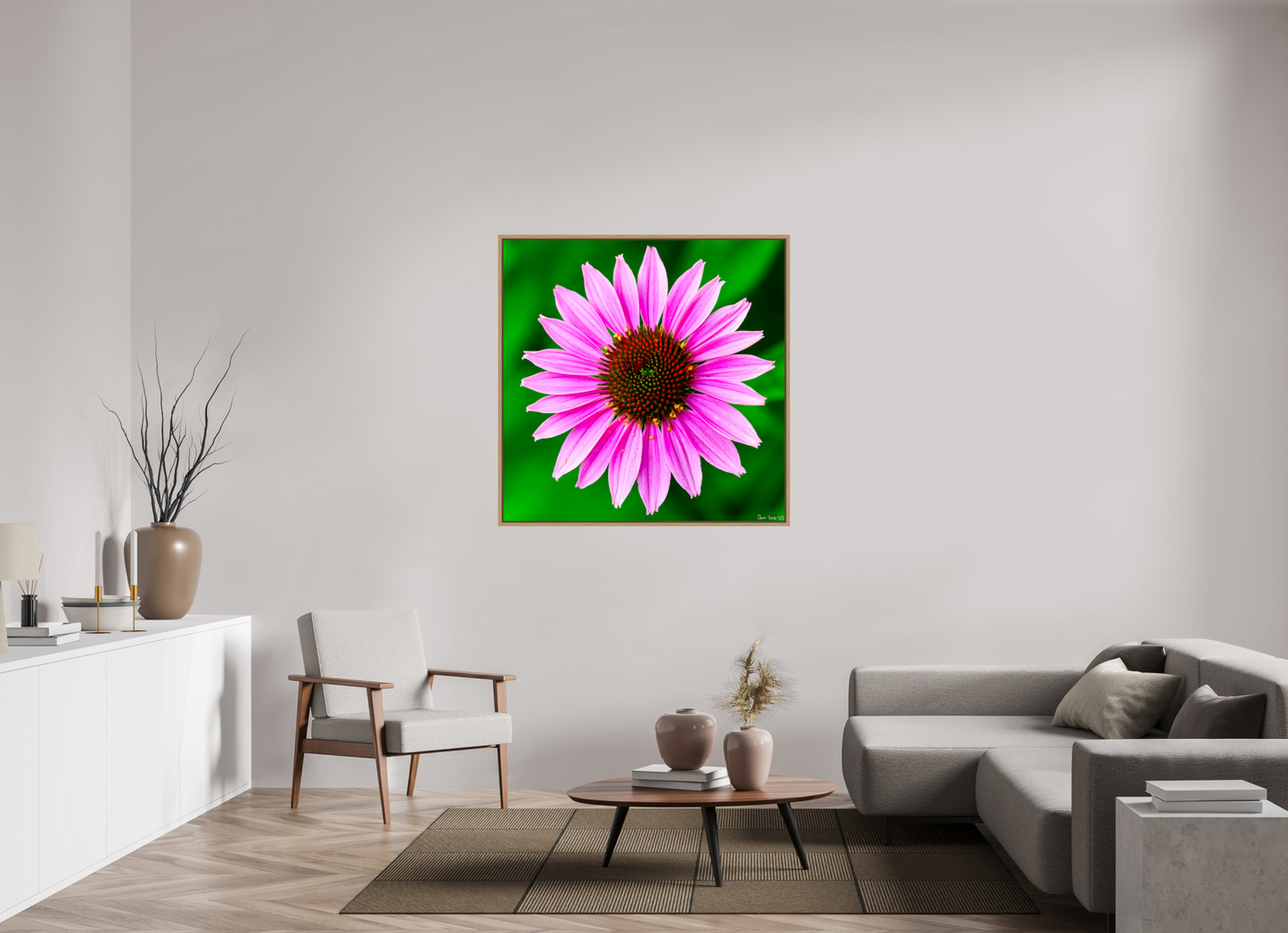 45 x 45″, Floater Frame Natural Oak Icosidigon
