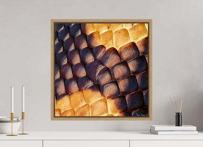 20 x 20″, Floater Frame Natural Oak Python’s Glow