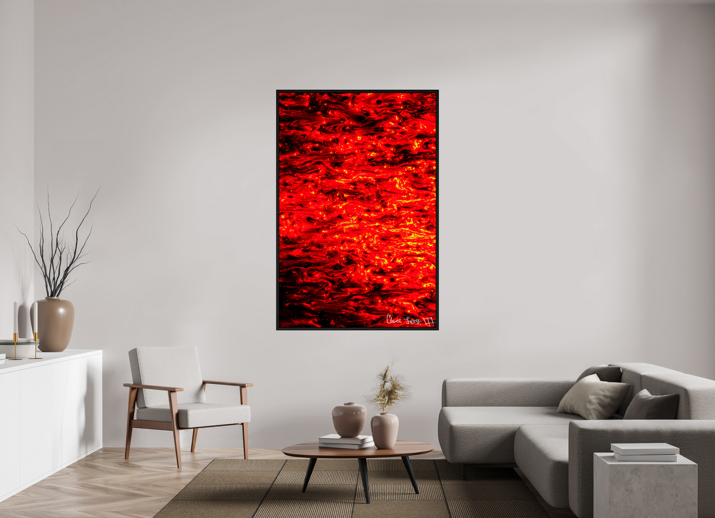 44 x 66″, Floater Frame Black Oak Ember