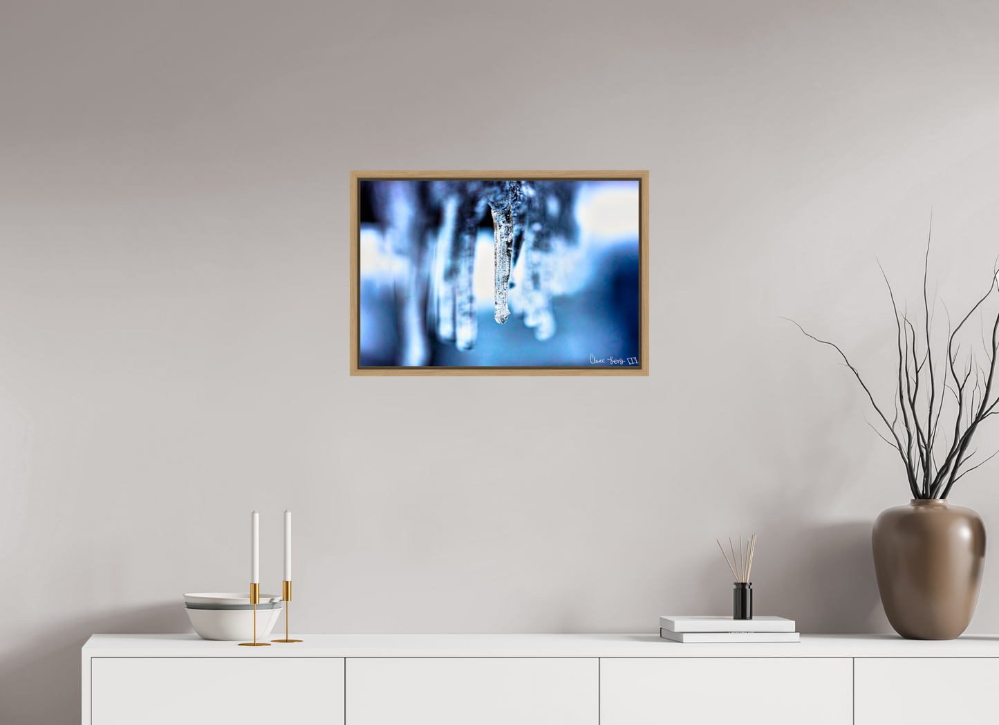 24 x 16″, Floater Frame Natural Oak Sickle of Boreas