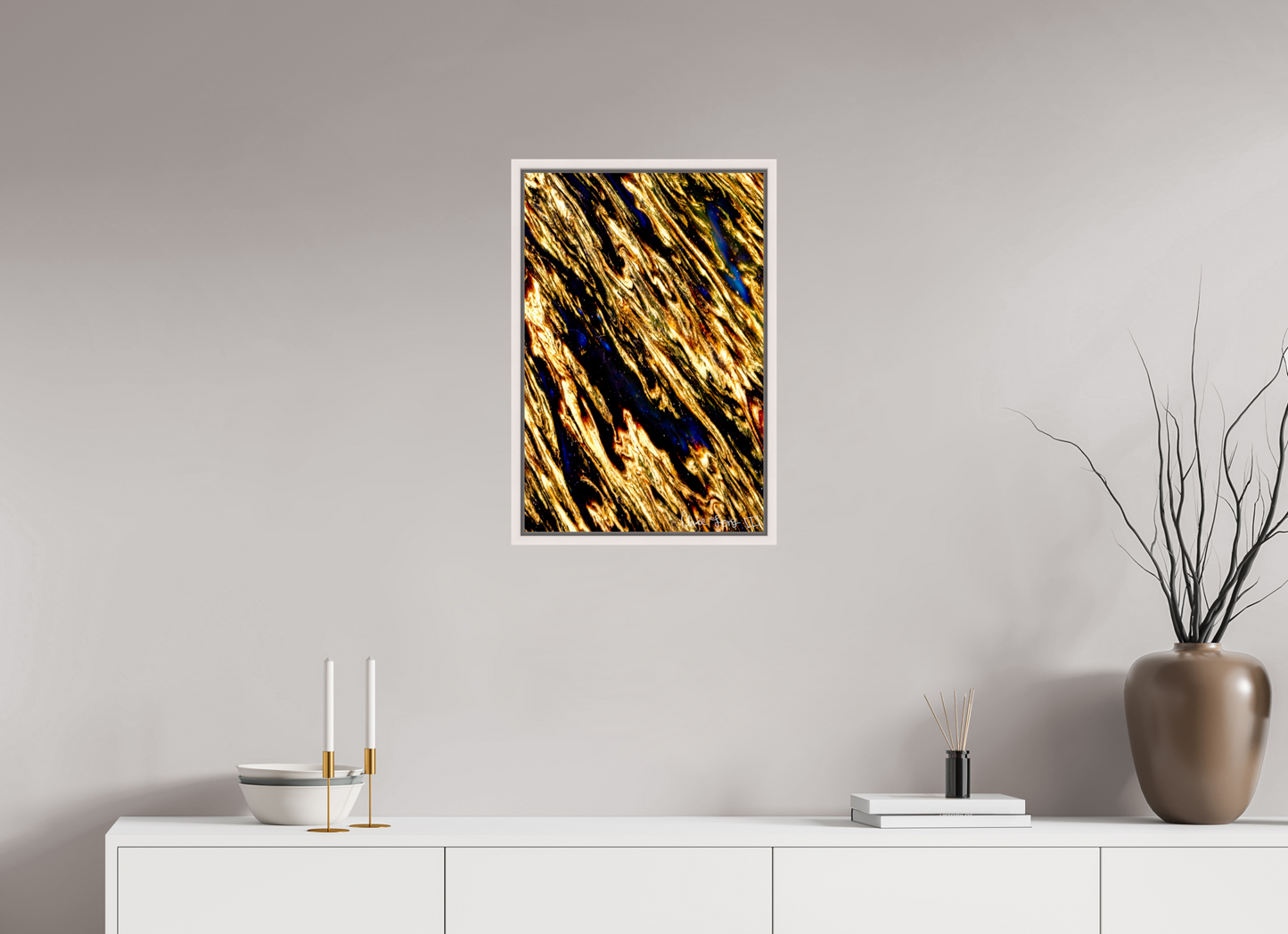 16 x 24″, Floater Frame Maple White Gilded Permeation