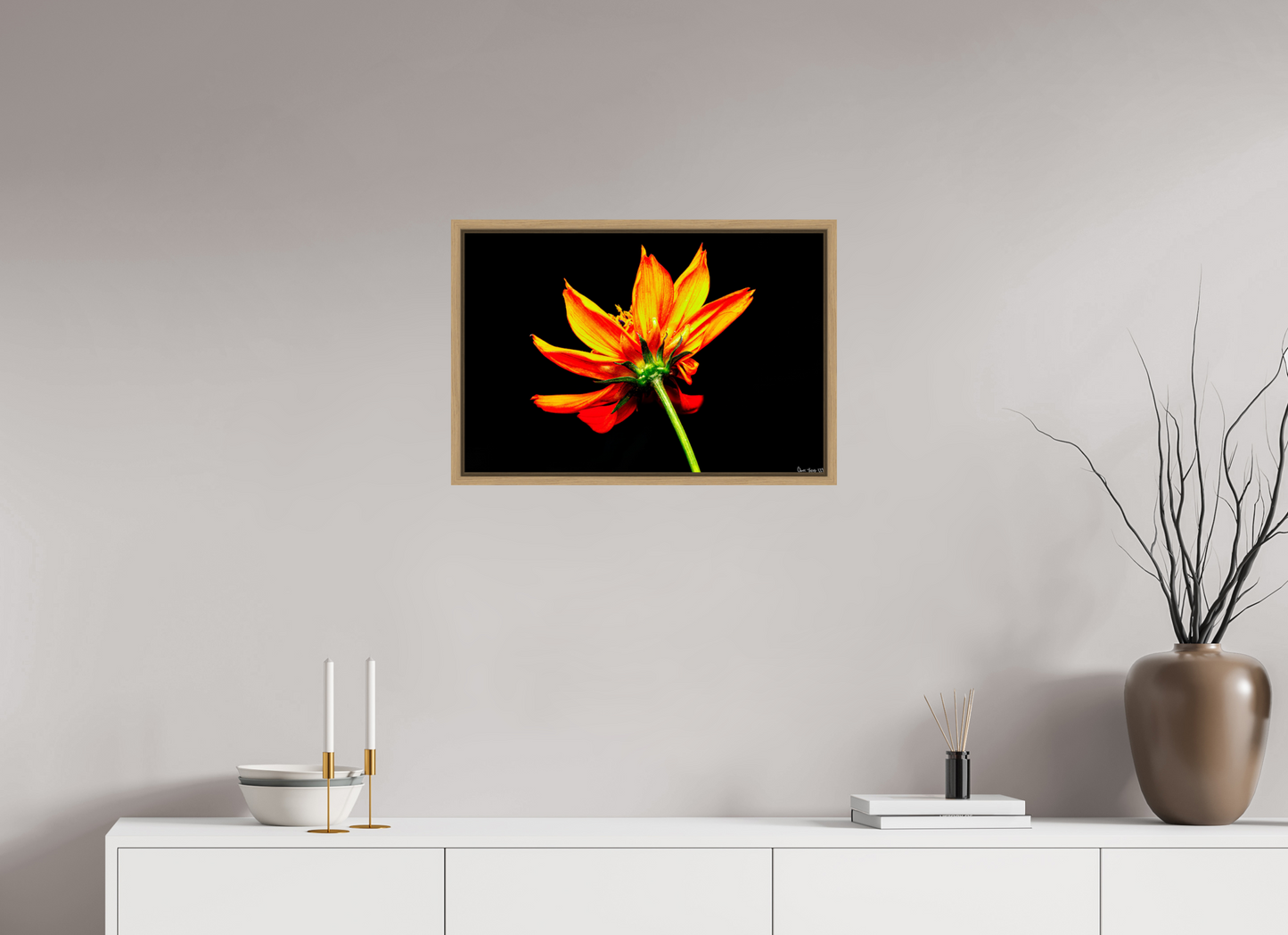 24 x 16″, Floater Frame Natural Oak Soaring Phoenix