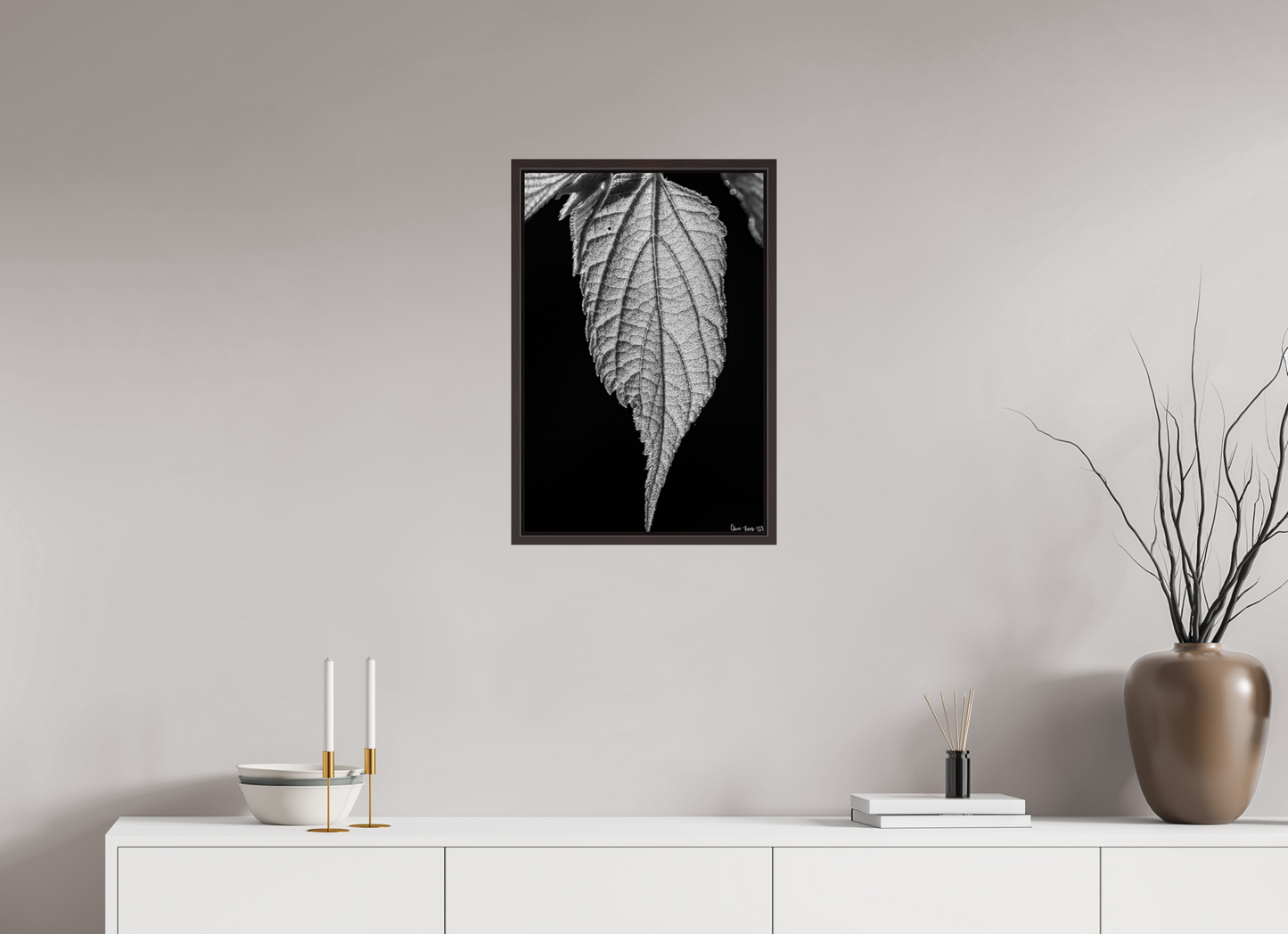 16 x 24″, Floater Frame Alder Brown Reticulate Venation