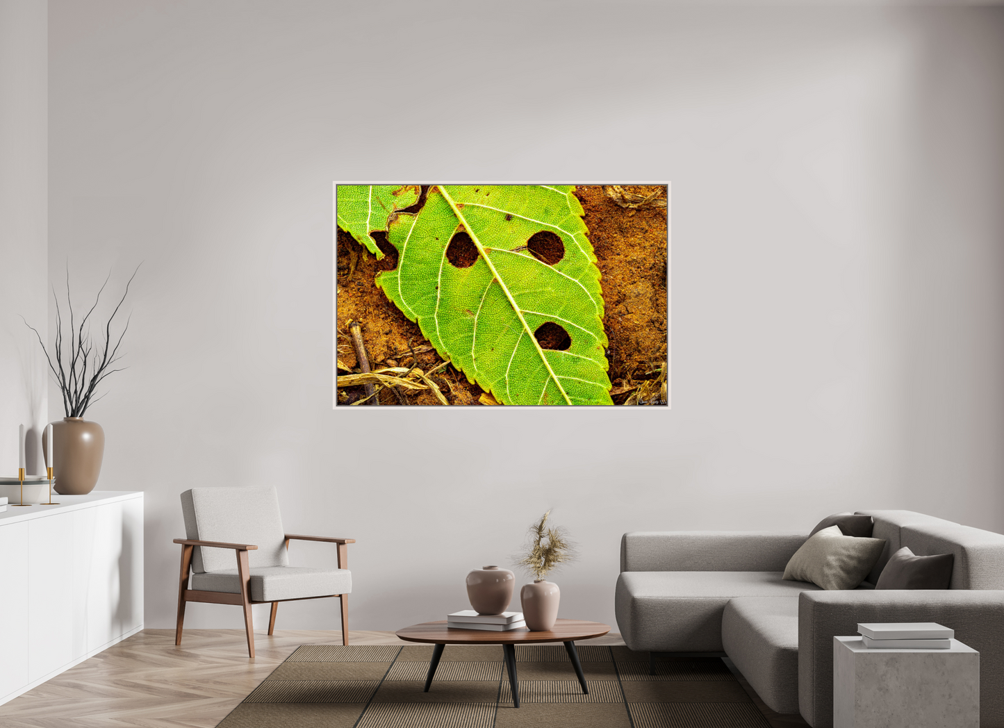 66 x 44″, Floater Frame Maple White Flabbergasted