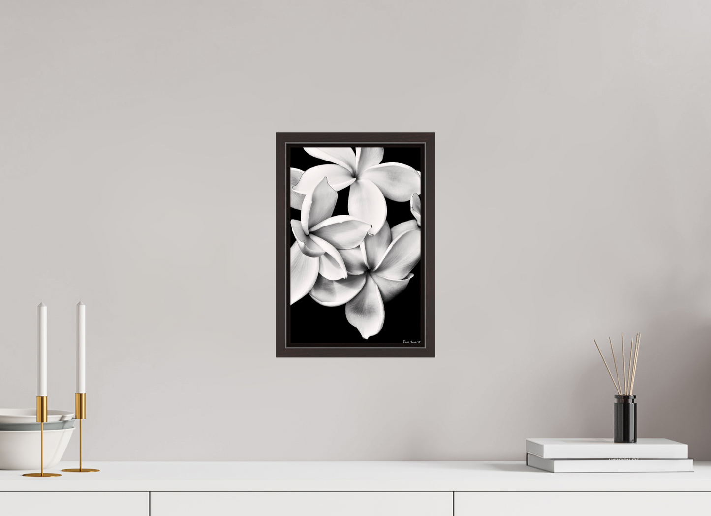 8 x 12″, Floater Frame Alder Brown Floral Abyss