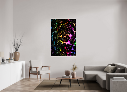 40 x 60″, Floater Frame Maple White Petroleum Rainbow