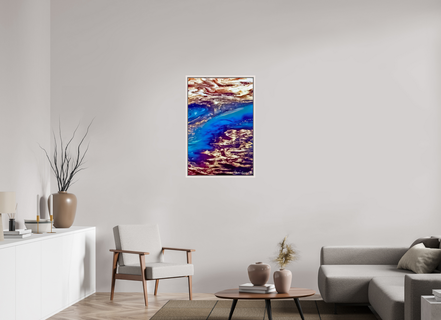 24 x 36″, Floater Frame Maple White Stratospheric View