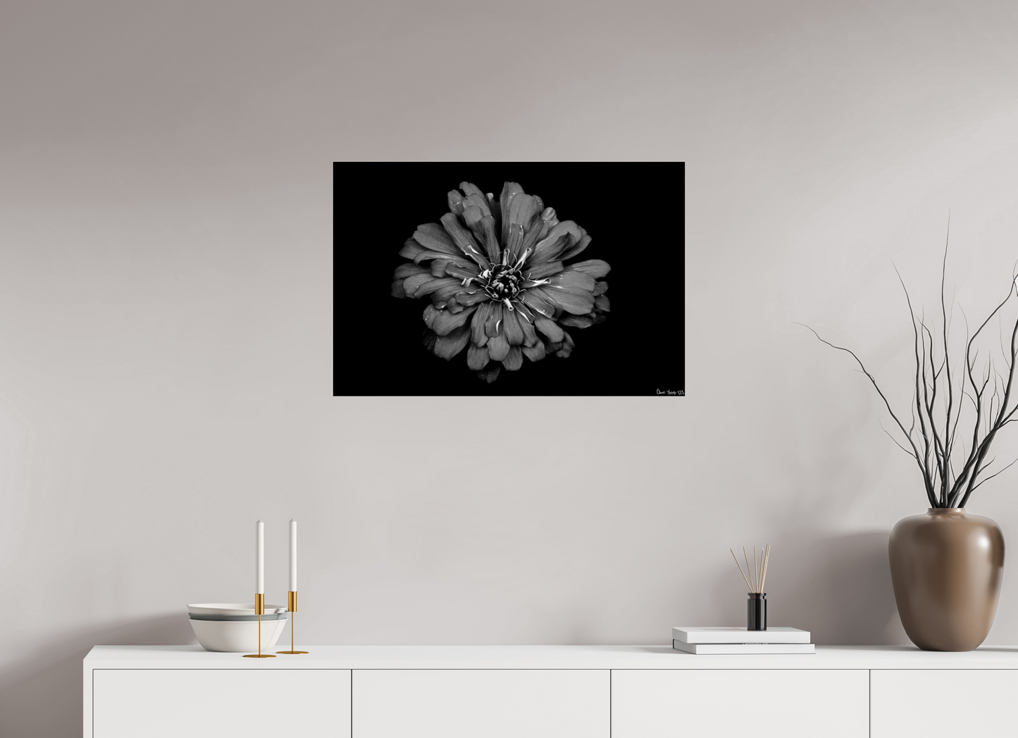 30 x 20″, Acrylic Carbon Zinnia