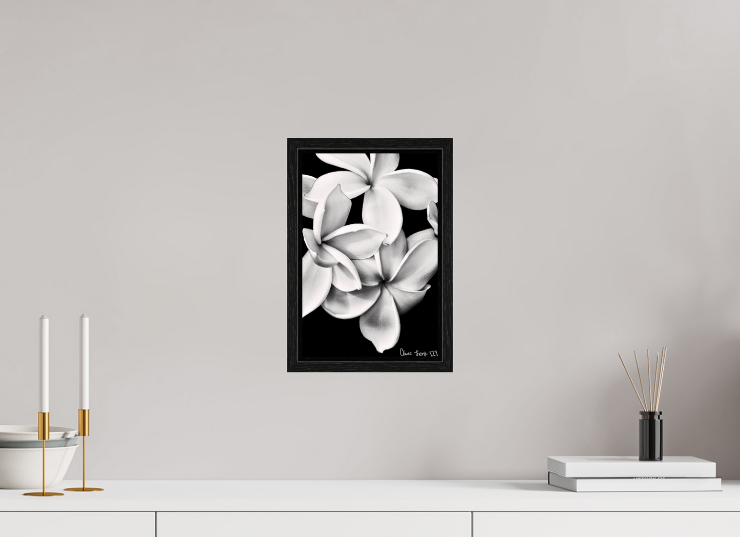 8 x 12″, Floater Frame Black Oak Floral Abyss