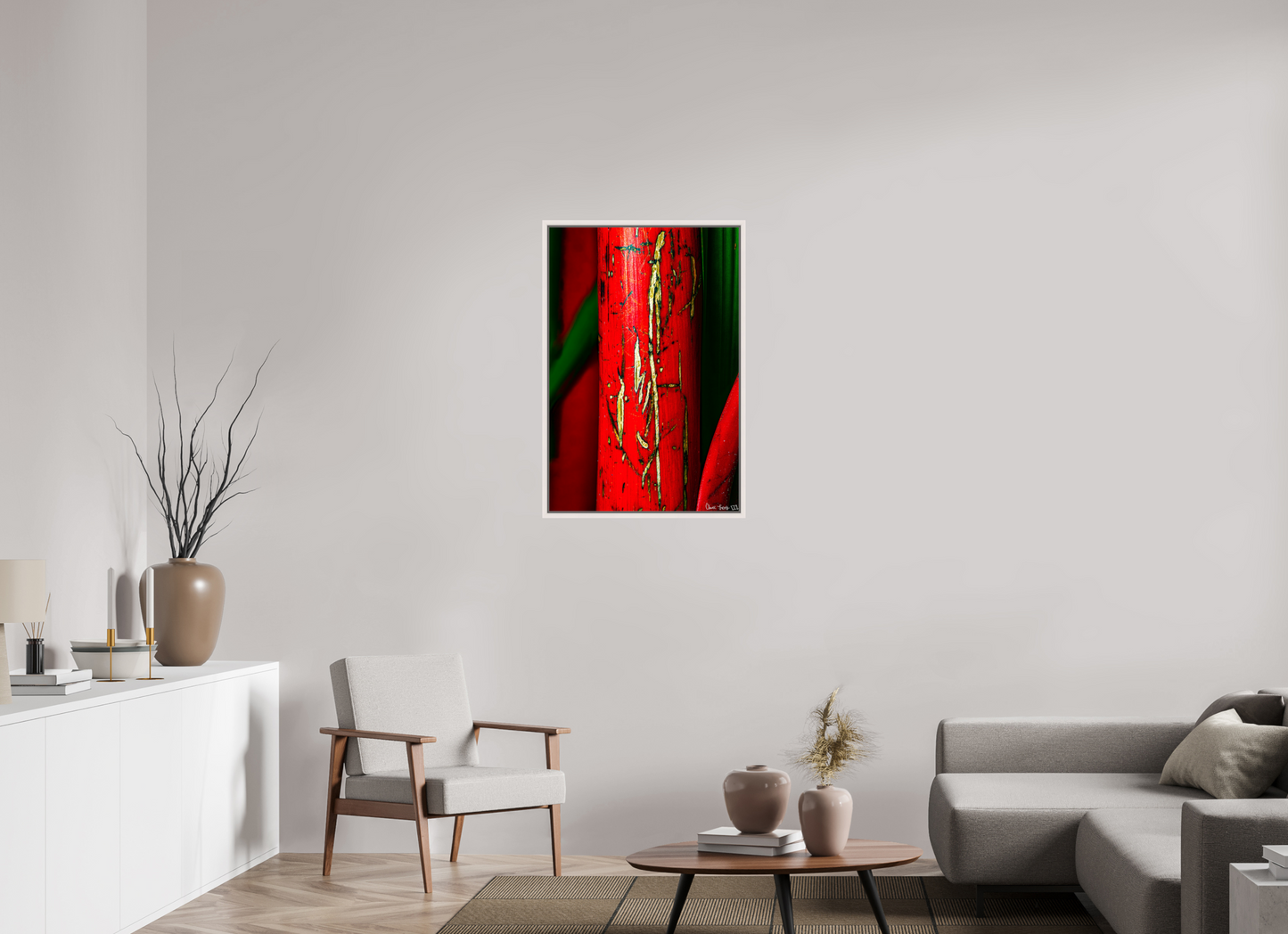 24 x 36″, Floater Frame Maple White Wounded