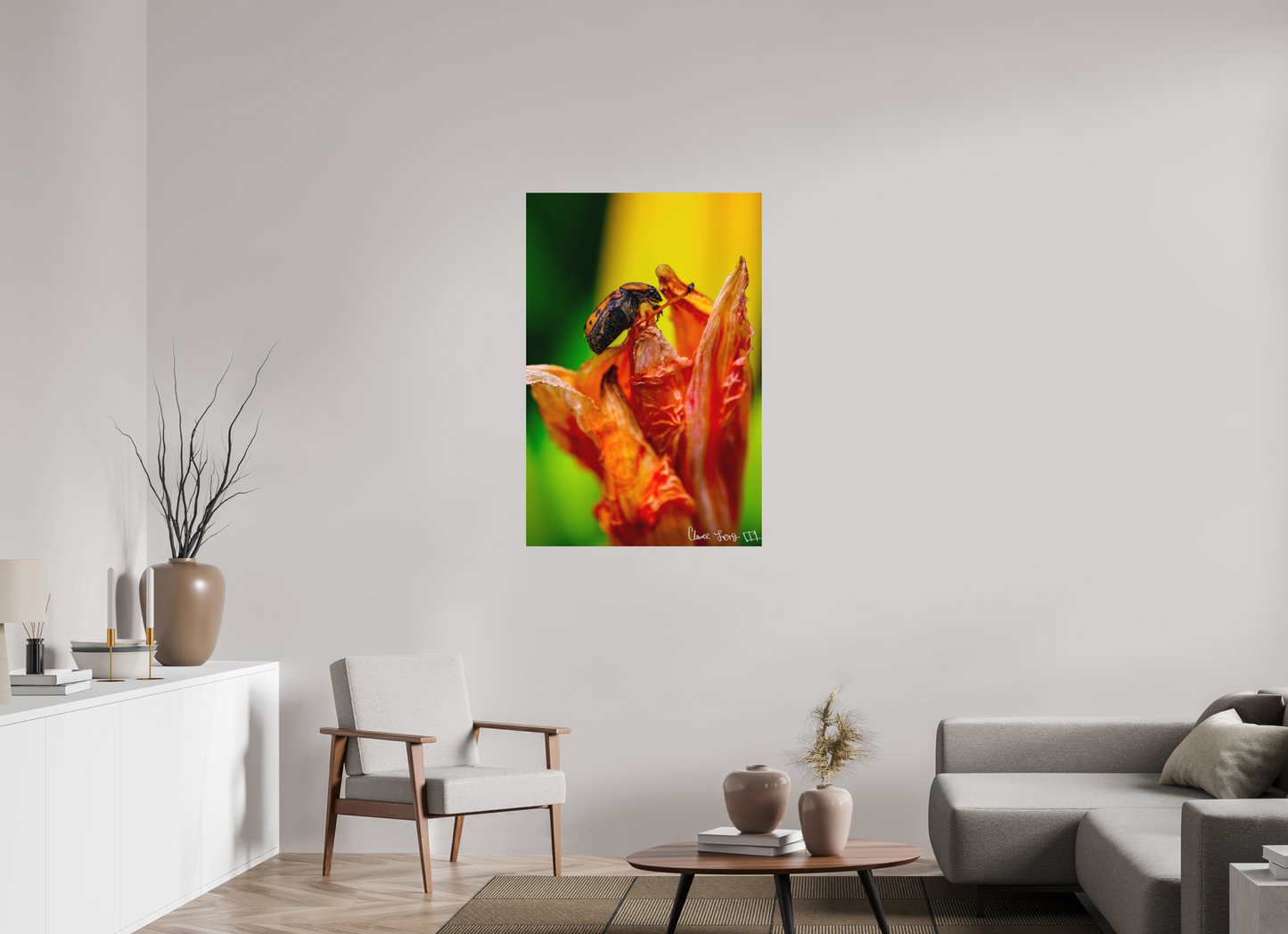 30 x 45″, Matte Metal Perched Grave