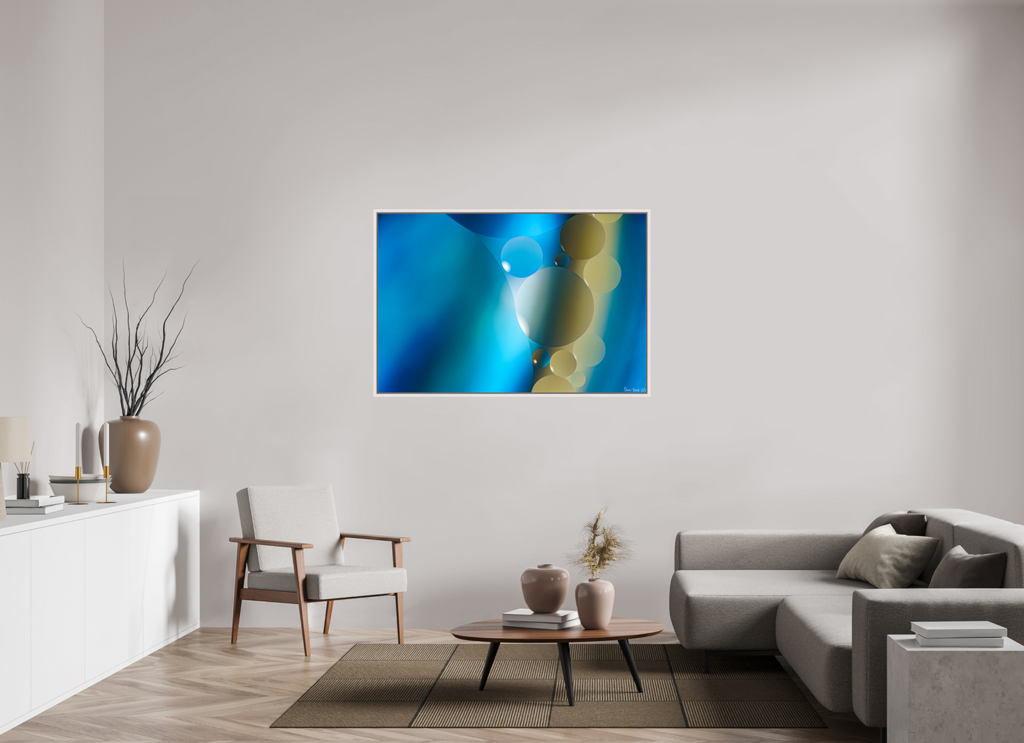 54 x 36″, Floater Frame Maple White Contiguous