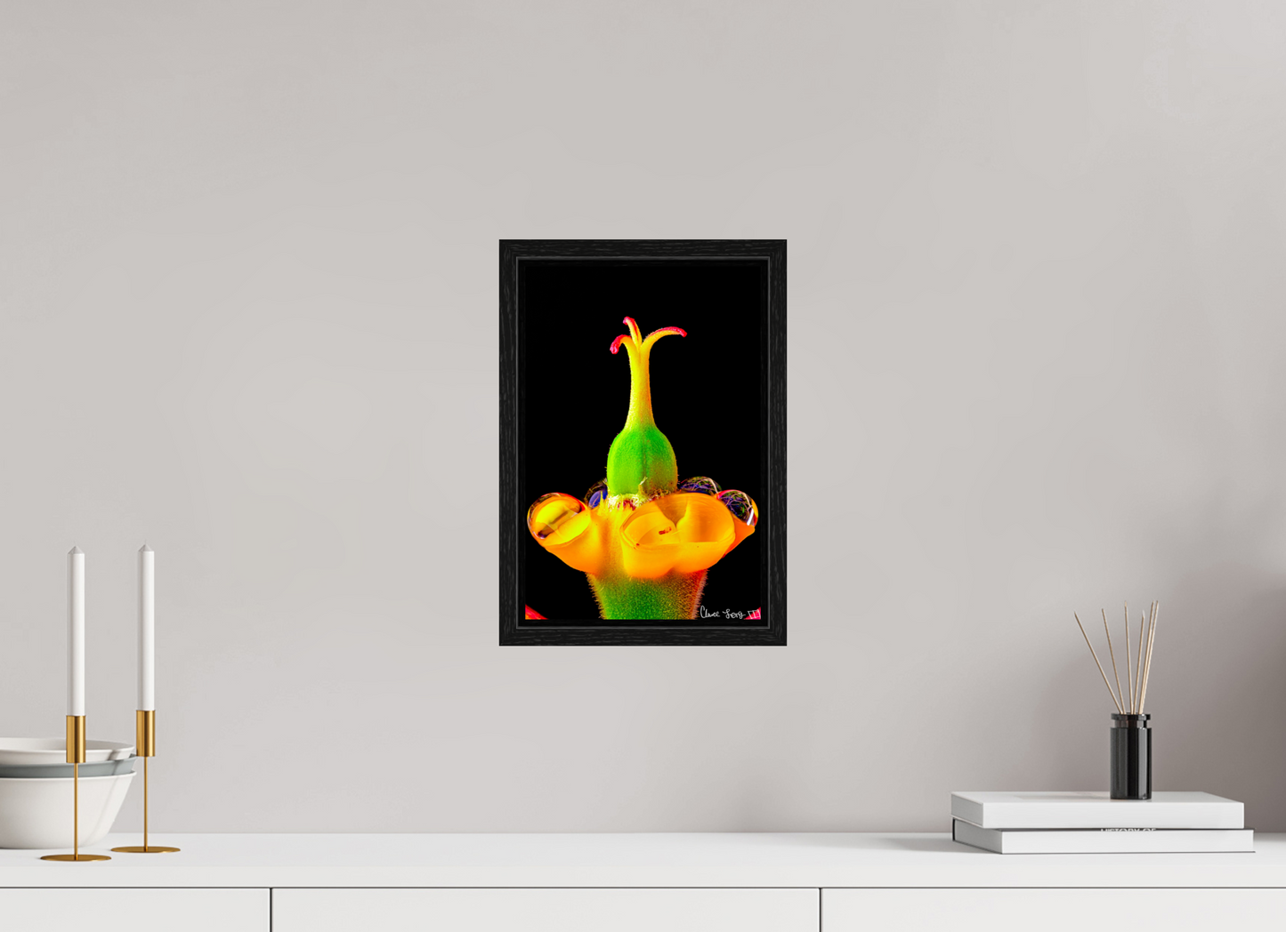 8 x 12″, Floater Frame Black Oak Bubble Fountain