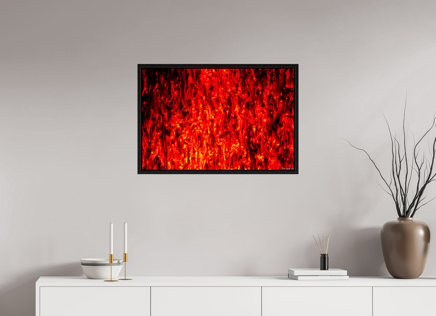 30 x 20″, Floater Frame Black Oak Inferno