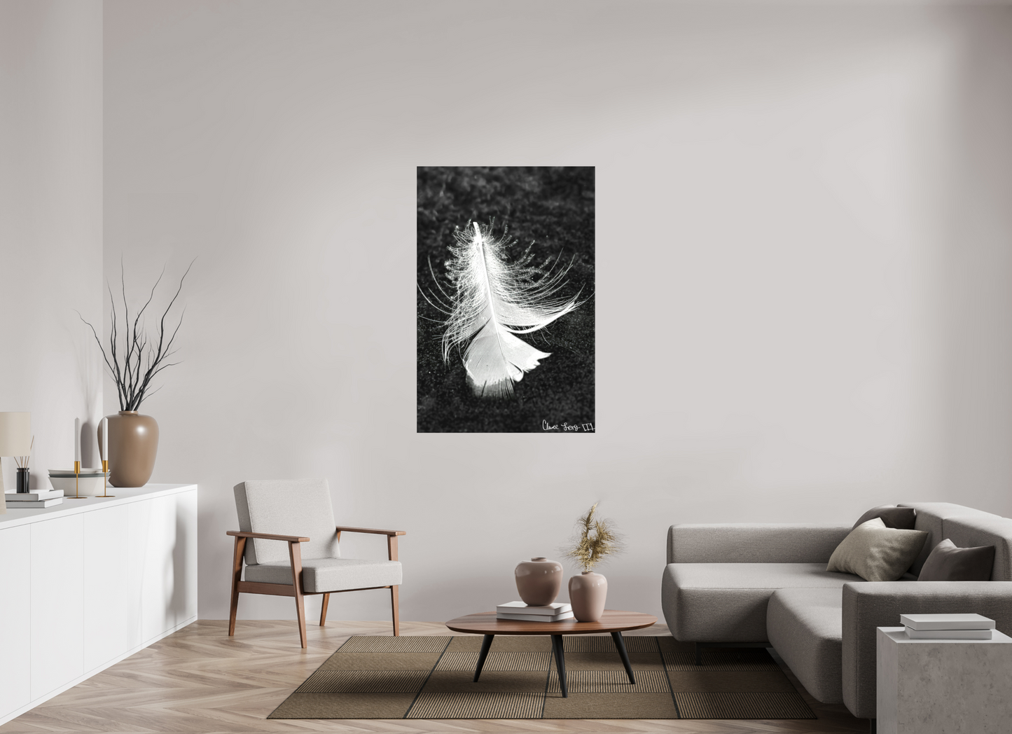 36 x 54″, Matte Canvas Feather On Ice